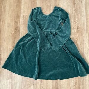 Hanna Andersson Green Velvet Skater Dress